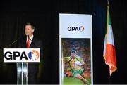 15 November 2012; Declan Kelly, CEO, Tenco, speaking at a Gaelic Players Association Ireland - U.S. Gaelic Heritage Awards & Dinner Gala. Marriott Marquis New York Westside Ballroom, Broadway,  Times Square, New York, USA. Picture credit: Ray McManus / SPORTSFILE