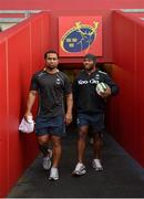 16 November 2012; Fiji's Tuapati Talemaitoga, left, and Viliame Veikoso make their way out for their squad captain's run ahead of their side's Autumn International match against Ireland on Saturday. Fiji Rugby Squad Captain's Run, Thomond Park, Limerick. Picture credit: Diarmuid Greene / SPORTSFILE