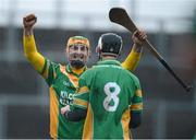 18 November 2012; Peter Healion, left, Kilcormac / Killoughey, celebrates with Damien Kilmartin, at the end of the game. AIB Leinster GAA Hurling Senior Championship Semi-Final, Kilcormac / Killoughey, Offaly v Rathdowney / Errill, Laois, O'Connor Park, Tullamore, Co. Offaly. Picture credit: David Maher / SPORTSFILE