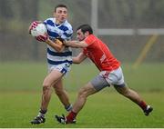 18 November 2012; Mark Collins, Castlehaven, in action against Shane Lannon, Stradbally. AIB Munster GAA Senior Football Championship Semi-Final, Stradbally, Waterford v Castlehaven, Cork, Clonakilty GAA Complex, Ahamilla, Clonakilty, Co. Cork. Picture credit: Matt Browne / SPORTSFILE