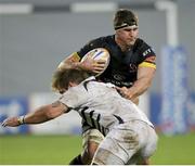 18 November 2012; Robbie Diack, Ulster, is tackled by Andries Van Schalkwyk, Zebre. Celtic League, Round 4, Zebre v Ulster, Stadio XXV Aprile, Parma, Italy. Picture credit: Roberto Bregani / SPORTSFILE
