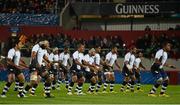 17 November 2012; Fiji's Leone Nakarawa leads his side during the Cibi. Autumn International, Ireland XV v Fiji, Thomond Park, Limerick. Picture credit: Stephen McCarthy / SPORTSFILE