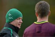 19 November 2012; Ireland head coach Declan Kidney with out-half Ronan O'Gara during squad training ahead of their side's Autumn International match against Argentina on Saturday. Ireland Rugby Squad Training, Carton House, Maynooth, Co. Kildare. Picture credit: Brendan Moran / SPORTSFILE