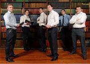 20 November 2012; Pictured are, from left to right, Ian Madigan, Dominic Ryan, Mark Flanagan, Brendan Macken, Ciaran Ruddock and Jack McGrath in attendance at a Leinster Rugby Academy HETAC Conferring Ceremony, RDS, Ballsbridge, Dublin. Photo by Sportsfile