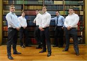 20 November 2012; Pictured are, from left to right, Ian Madigan, Dominic Ryan, Mark Flanagan, Brendan Macken, Ciaran Ruddock and Jack McGrath in attendance at a Leinster Rugby Academy HETAC Conferring Ceremony, RDS, Ballsbridge, Dublin. Photo by Sportsfile