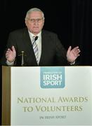 20 November 2012; Minister of State with responsibility for Tourism and Sport Michael Ring TD today honoured ten dedicated volunteers who have made outstanding contributions to sport in Ireland at an awards ceremony which took place at the Aviva Stadium. Speaking at the awards is Lifetime Achievement Award winner Ronnie Long. 2012 Irish Sport Volunteers Awards, Aviva Stadium, Lansdowne Road, Dublin. Picture credit: Brendan Moran / SPORTSFILE