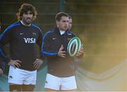 20 November 2012; Argentina's Joaquín Tuculet, right, and and Juan Martín Fernández Lobbe during squad training ahead of their side's Autumn International match against Ireland on Saturday. Argentina Rugby Squad Training, UCD, Belfield, Dublin. Picture credit: Brian Lawless / SPORTSFILE