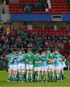 17 November 2012; Ireland XV players gather together in a huddle before the game. Autumn International, Ireland XV v Fiji, Thomond Park, Limerick. Picture credit: Diarmuid Greene / SPORTSFILE