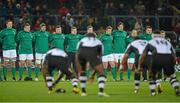 17 November 2012; Ireland XV face the Fijian Cibi before the game. Autumn International, Ireland XV v Fiji, Thomond Park, Limerick. Picture credit: Diarmuid Greene / SPORTSFILE