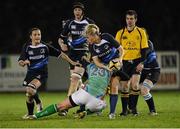 23 November 2012; Sharon Lynch, Leinster, is tackled by Beth O'Brien, Exiles. Challenge Match, Leinster Women v Exiles, Ashbourne RFC, Ashbourne, Co. Meath. Picture credit: Matt Browne / SPORTSFILE