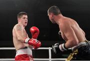 23 November 2012; Joe Ward, British Lionhearts, left, in action against Imre Szello, Italia Thunder, during their Light Heavyweight 80-85kg bout. World Series of Boxing, British Lionhearts v Italia Thunder, Celtic Manor Resort, Newport, Wales. Picture credit: Steve Pope / SPORTSFILE