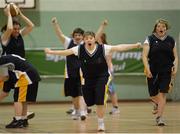 24 November 2012; Aine Naughton, Connaught Special Olympics Club, celebrates after beating Sports Club 15 Special Olympics Club, Dublin, in the Women's National Plate Basketball Plate final. 2012 Special Olympics Ireland National Basketball Cup, Women, Connaught Special Olympics Club v Sports Club 15 Special Olympics Club, Dublin, Gormanston College, Co. Meath. Photo by Sportsfile