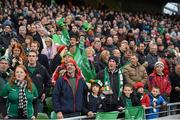 24 November 2012; Supporters during the national anthems. Autumn International, Ireland v Argentina, Aviva Stadium, Lansdowne Road, Dublin. Picture credit: Stephen McCarthy / SPORTSFILE