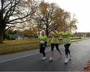 18 November 2012; Participants, from left, Paula Valentine, Edel Egan, and Pamela McLoughlin, in action during the New York Dublin Marathon. The marathon was organised as a result of the cancellation of the official New York marathon due to the devastation caused by Hurricane Sandy. Phoenix Park, Dublin. Picture credit: Brian Lawless / SPORTSFILE