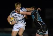 23 November 2012; Fionn Carr, Leinster, is tackled by Chris Fusaro, Glasgow Warriors. Celtic League 2012/13, Round 9, Glasgow Warriors v Leinster, Scotstoun Stadium, Glasgow, Scotland. Picture credit: Stephen McCarthy / SPORTSFILE