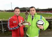 26 November 2012; Derry City's Rory Patterson who was presented with the Airtricity / SWAI Player of the Month Award for November 2012 by Ali Ozkabaoglu, Airtricity. Brandywell, Derry. Picture credit: Oliver McVeigh / SPORTSFILE