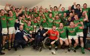 25 November 2012; St Brigid's players and officials celebrate in the team dressing room after the game. AIB Connacht GAA Football Senior Club Championship Final, Ballaghaderreen, Mayo v St Brigid's, Roscommon, Elverys MacHale Park, Castlebar, Co. Mayo. Picture credit: David Maher / SPORTSFILE