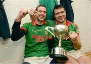 25 November 2012; St Brigid's Senan Kilbride, left, celebrates with his brother Ian at the end of the game in the team dressing room. AIB Connacht GAA Football Senior Club Championship Final, Ballaghaderreen, Mayo v St Brigid's, Roscommon, Elverys MacHale Park, Castlebar, Co. Mayo. Picture credit: David Maher / SPORTSFILE