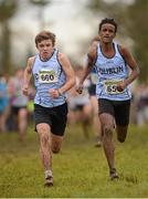 25 November 2012; Dylan Turner, left, Dublin, and Mustafe Nasir, Dublin, competing in the Boy's Under 16 4,000m at the Woodie's DIY Juvenile and Inter County Cross Country Championships. Tattersalls, Ratoath, Co. Meath. Photo by Sportsfile
