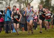 25 November 2012; Eventual winner Killian Mooney, Dundrum South Dublin A.C., Co. Dublin, leads the field during the Boy's Under 18 6,000m at the Woodie's DIY Juvenile and Inter County Cross Country Championships. Tattersalls, Ratoath, Co. Meath. Photo by Sportsfile