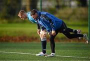 26 November 2012; Leinster's Fergus McFadden and Jamie Heaslip, left, during squad training ahead of their side's Celtic League 2012/13, Round 10, game against Zebre on Saturday. Leinster Rugby Squad Training, UCD, Belfield, Dublin. Picture credit: Stephen McCarthy / SPORTSFILE