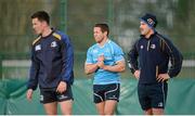 26 November 2012; Leinster's Isaac Boss, centre, Noel Reid, left, and Luke Fitzgerald, right, during squad training ahead of their side's Celtic League 2012/13, Round 10, game against Zebre on Saturday. Leinster Rugby Squad Training, UCD, Belfield, Dublin. Picture credit: Stephen McCarthy / SPORTSFILE