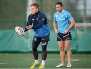 26 November 2012; Leinster's Ian Madigan and Isaac Boss, right, during squad training ahead of their side's Celtic League 2012/13, Round 10, game against Zebre on Saturday. Leinster Rugby Squad Training, UCD, Belfield, Dublin. Picture credit: Stephen McCarthy / SPORTSFILE