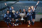 27 November 2012; Liam Ó Néill, Uachtarán, Chumann Lúthchleas Gael, with players from Scoil Archbishop Ryan, Balgaddy, Co. Dublin, and the Sam Maguire Cup during their Allianz Cumann na mBunscol Final. Some 1,200 players took part over the two day finals. Croke Park, Dublin. Picture credit: Ray McManus / SPORTSFILE