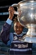 27 November 2012; Yetunde Bello, from Scoil Archbishop Ryan, Balgaddy, Co. Dublin, with the Sam Maguire Cup during their Allianz Cumann na mBunscol Final. Some 1,200 players took part over the two day finals. Croke Park, Dublin. Picture credit: Ray McManus / SPORTSFILE