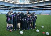 27 November 2012; The Terenure College manager speaks to his players before playing in the Corn Mhic Chaoilte. Allianz Cumann na mBunscol Finals, Terenure Junior School v Divine Word Marley, Croke Park, Dublin. Picture credit: Ray McManus / SPORTSFILE