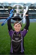 27 November 2012; Patrick Lynch, Terenure Junior School, lifts the Corn Mhic Chaoilte. Terenure Junior beat Divine Word Marley 1-13 to 2-6 at the Allianz Cumann na mBunscol Finals, Croke Park, Dublin. Some 1,200 players took part in the finals which were played at the GAA headquarters over the last two days. Picture credit: Ray McManus / SPORTSFILE