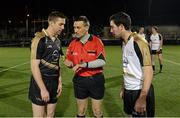 7 November 2012;  Referee Maurice Deegan tosses a coin between GAA GPA All-Stars 2011 captain Marc Ó Sé, left, and the GAA GPA All-Stars 2011 captain Mark McHugh before the game. GAA GPA All-Stars 2012 v GAA GPA All-Stars, Sponsored by Opel, Gaelic Park, Corlear Avenue, The Bronx, New York, NY, United States. Picture credit: Ray McManus / SPORTSFILE