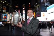 15 November 2012; Kilkenny's Henry Shefflin, with the Liam MacCarthy Cup. Marriott Marquis New York Westside Ballroom, Broadway,  Times Square, New York, USA. Picture credit: Ray McManus / SPORTSFILE