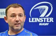 29 November 2012; Leinster senior skills & kicking coach Richie Murphy speaking to the media during a press conference ahead of their side's Celtic League 2012/13, Round 10, match against Zebre on Saturday. Leinster Rugby Squad Press Conference, UCD, Belfield, Dublin. Picture credit: Barry Cregg / SPORTSFILE