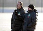 30 November 2012; Celtic performance consultant Jim McGuinness, left, with manager Neil Lennon during squad training ahead of their side's Scottish Cup match against Arbroath on Saturday. Celtic Squad Training, Lennoxtown, Glasgow, Scotland. Picture credit: Jeff Holmes / SPORTSFILE