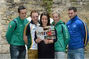 30 November 2012; Sarah O'Connor, from the Federation of Irish Sport, which represents all of Ireland’s national sporting organisations, centre, today teamed up with athletes, from left, Team Ireland boxer Darren O'Neill, Kerry footballer Darran O'Sullivan, Team Ireland modern pentathlete Natalya Coyle and Leinster and Ireland centre Fergus McFadden to celebrate the publishing of the Federation’s annual review. The review is a reminder to key influencers of the positive power of sport in Ireland and also to ensure that the development and funding of sport remains a Government priority. This year’s review sets out the potential for sport in Vision 2020 warning that despite Irish sport continuing to shine brightly, decisions today could have a major negative impact in the future setting Irish sport back decades. It also outlines the importance of sports tourism for the future and also the role of sport in tackling obesity problems. Ely Place, Dublin. Picture credit: Matt Browne / SPORTSFILE