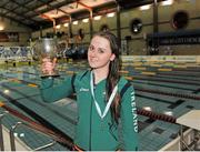 30 November 2012; Sycerika McMahon, Leanne Swimming Club, with her prize for the womens 200m individual medley. Short Course National Championships, Lagan Valley Leisureplex, Lisburn, Co. Antrim. Picture credit: Oliver McVeigh / SPORTSFILE