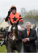 2 December 2012; Jezki, with Barry Geraghty up, is lead into the parade ring by owner Gerry McGrath after winning the Bar One Racing Royal Bond Novice Hurdle. Fairyhouse Racecourse, Co. Meath. Picture credit: Matt Browne / SPORTSFILE