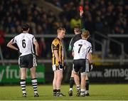 2 December 2012; Michael McNamee, Crossmaglen Rangers, is shown a red card by referee Joe McQuillan. AIB Ulster GAA Football Senior Club Championship Final, Crossmaglen Rangers, Armagh v Kilcoo, Down, Athletic Grounds, Armagh. Photo by Sportsfile
