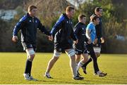 3 December 2012; Leinster players, from left, Sean O'Brien, Tom Denton, Sam Coughlan-Murray and Devin Toner during squad training ahead of their side's Heineken Cup 2012/13 match against ASM Clermont Auvergne on Sunday. UCD, Belfield, Dublin. Picture credit: Stephen McCarthy / SPORTSFILE