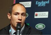 3 December 2012; Italy captain Sergio Parisse speaking at the 2015 Rugby World Cup Pool Allocation Draw. South Bank, London, England. Picture credit: SPORTSFILE