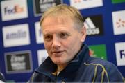 7 December 2012; Leinster head coach Joe Schmidt speaking during a press conference ahead of his side's Heineken Cup 2012/13, Round 3, match against ASM Clermont Auvergne on Sunday. Leinster Rugby Press Conference, Leinster Rugby Offices, UCD, Belfield, Dublin. Picture credit: Stephen McCarthy / SPORTSFILE