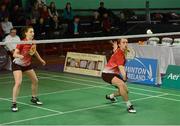 8 December 2012; Sam Magee and Chloe Magee, Ireland, in action during their Mixed Doubles Quarter-Final match against Max Schwenger and Carla Nelte, Germany. Irish Open Badminton Championships 2012, Badminton Centre, Baldoyle, Co. Dublin. Photo by Sportsfile