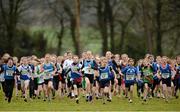 9 December 2012; Corinne Kenny, 9, St Laurence O'Toole A.C., Carlow, leads the field on her way to winning the Girl's Under-11 1500m event at the Woodie’s DIY Novice and Juvenile Cross Country Championships, Adamstown, Co. Wexford. Picture credit: Matt Browne / SPORTSFILE