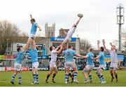28 February 2012; David Doyle, Presentation College, Bray, wins possession for his side in the lineout. Powerade Leinster Schools Senior Cup, 2nd Round, St Michael's College v Presentation College, Donnybrook Stadium, Donnybrook, Dublin. Photo by Sportsfile