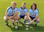 13 May 2012; Dublin Under-21 footballers Paddy O'Higgins, David Shatwell and Eoin Keogh pictured with the Leinster and All-Ireland Under-21 Cups. Trinity College Sports Grounds, Santry Avenue, Santry, Dublin. Picture credit: Ray McManus / SPORTSFILE