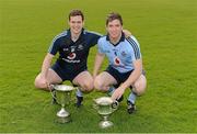13 May 2012; Dublin Under-21 footballers Ryan O'Flaherty and John Kelly pictured with the Leinster and All-Ireland Under-21 Cups. Trinity College Sports Grounds, Santry Avenue, Santry, Dublin. Picture credit: Ray McManus / SPORTSFILE