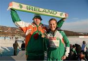 9 December 2012; Fionnula Britton, Ireland, celebrates her victory on the podium with Harry Gorman, after she won Gold in the European Senior Women's Cross Country Championships event. SPAR European Cross Country Championships, Szentendre, Budapest, Hungary. Picture credit: Barry Cregg / SPORTSFILE