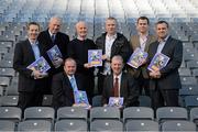 10 December 2012; Uachtarán Chumann Lúthchleas Gael Liam Ó Néill, seated left, and Football Review Committee (FRC) Chairman Eugene McGee, seated right, with other members of the FRC, from left, Kevin Griffin, secretary, Tim Healy, John Tobin, Tony Scullion, Killian Burns and Paul Earley, in attendance at the official launch of the First Report of the FRC, which concerned the playing rules. Croke Park, Dublin. Picture credit: Brendan Moran / SPORTSFILE