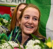 10 December 2012; Team Ireland's Fionnuala Britton who won two gold medals, one in the Senior Women's race and the other as a member of the overall winning team at the SPAR European Cross Country Championships in Budapest, Hungary, pictured on her return at Dublin Airport. Picture credit: David Maher / SPORTSFILE